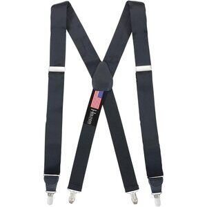 Hold'Em 100% Silk Suspenders for Men Clip End Dress Tuxedo Suspender - Black